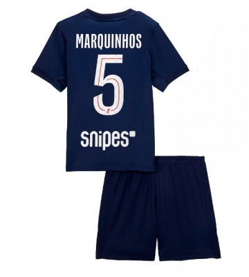 Paris Saint-Germain Marquinhos #5 Hemmaställ Barn 2025-26 Kortärmad (+ Korta byxor)